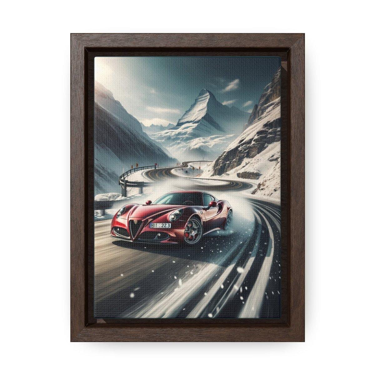 Alpine Drift: Alfa Romeo 8C Competizione Icy Passion - Vertical Canvas Print - Custom, Personalized - AI Print Spot