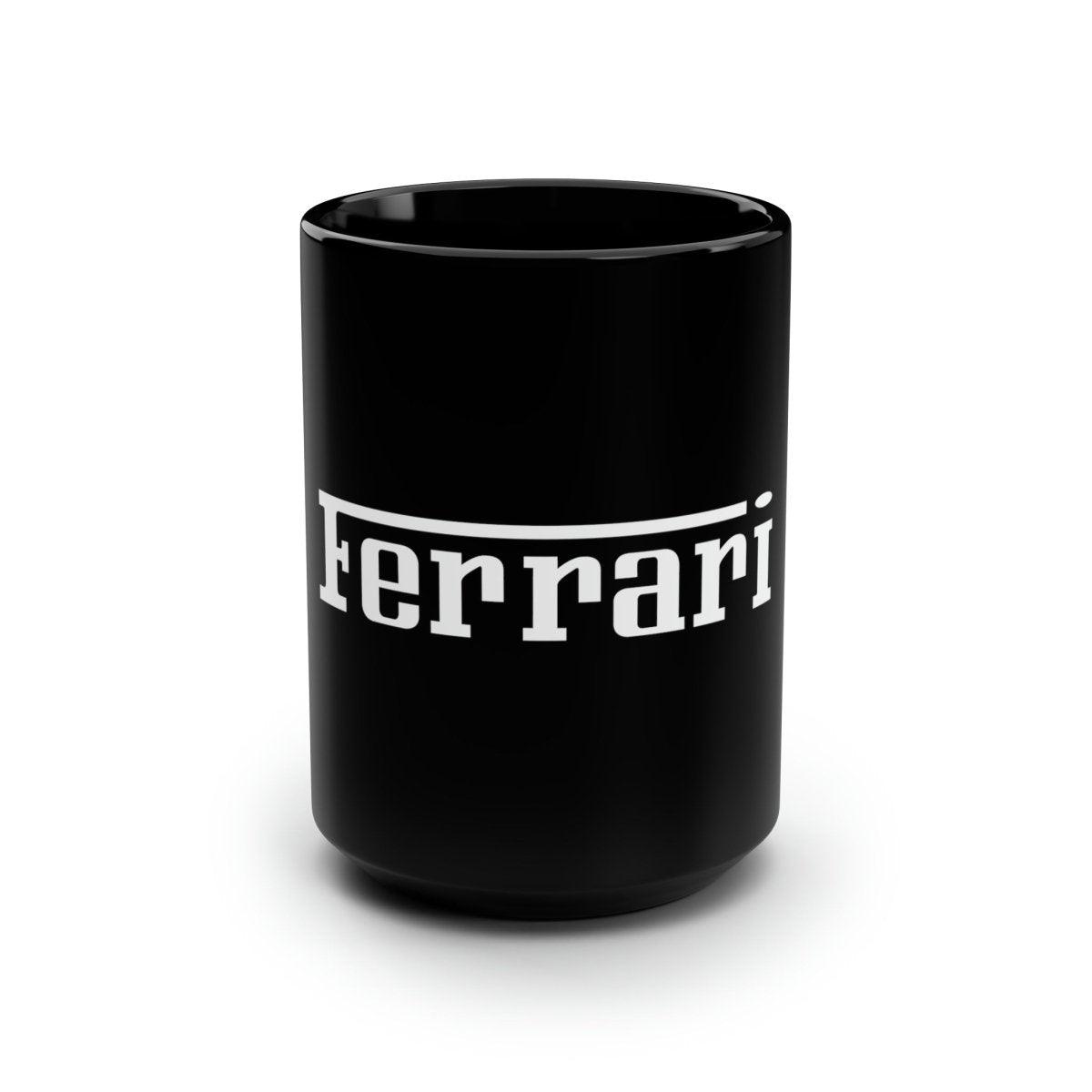 Ferrari Signature Sleek Black With White Lettering 15oz Coffee Mug - AI Print Spot