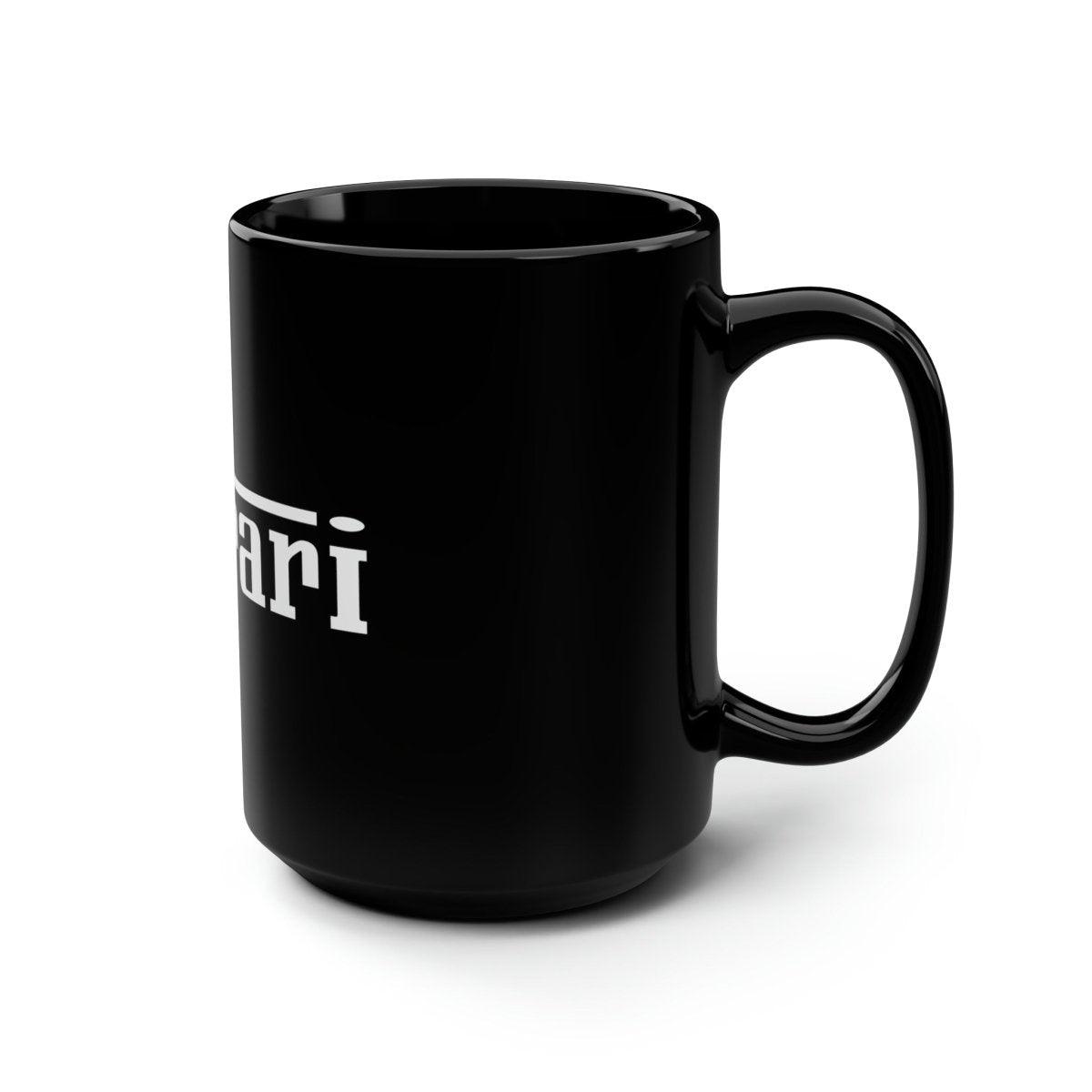 Ferrari Signature Sleek Black With White Lettering 15oz Coffee Mug - AI Print Spot