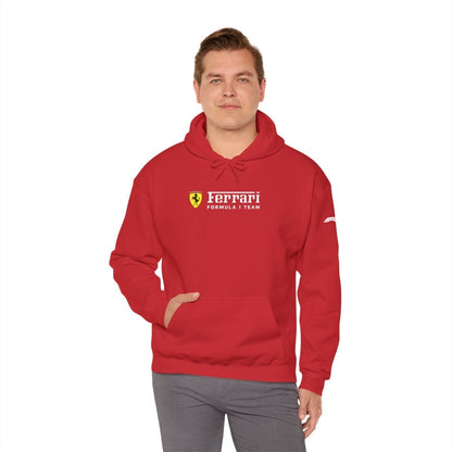 Ferrari Unisex Hoodie Heavy Blend™ - Cozy Comfy Sweatshirt - Classic Scuderia and Formula 1 Team - Gift for a Car Enthusiast - White Logos - Hoodie - AI Print Spot