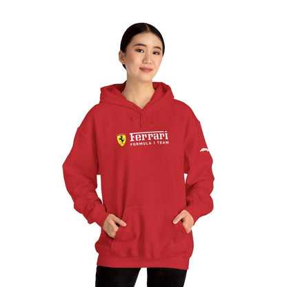 Ferrari Unisex Hoodie Heavy Blend™ - Cozy Comfy Sweatshirt - Classic Scuderia and Formula 1 Team - Gift for a Car Enthusiast - White Logos - Hoodie - AI Print Spot