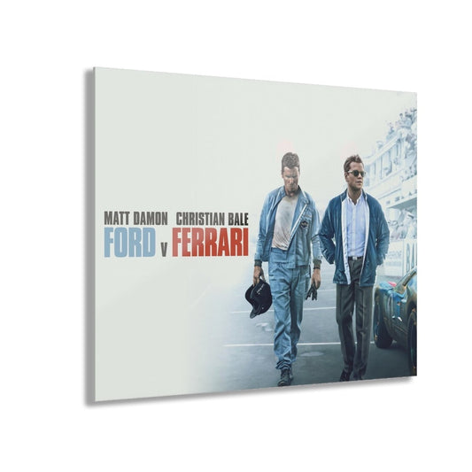 Ford v Ferrari Movie Poster Acrylic High Quality Print - Wall Art - Car Enthusiast Gift - Movie Buff - Landscape - Sizes 14x11 and 20x16 - Home Decor - AI Print Spot