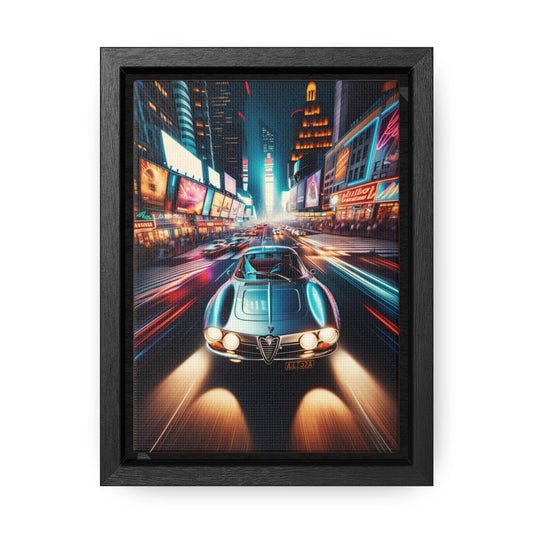 Metropolitan Luminescence: Alfa Romeo GTA Night Ride - Vertical Canvas Print - Custom, Personalized - Canvas - AI Print Spot