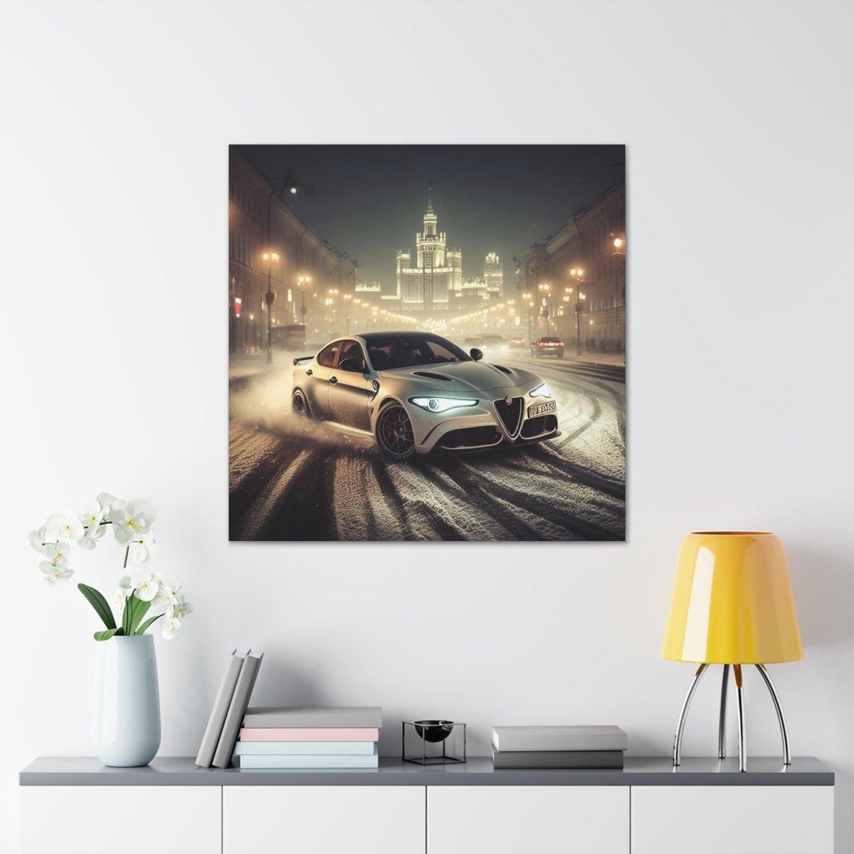 Midnight Drift: Alfa Romeo Giulia Quadrifoglio Canvas Print - Custom, Personalized - AI Print Spot