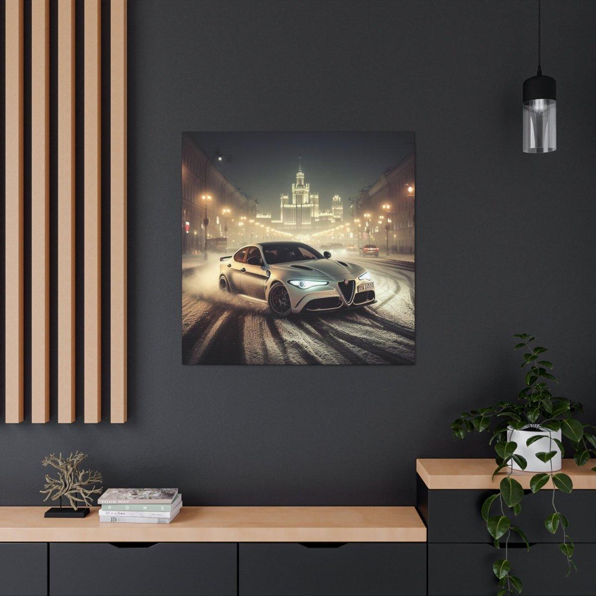 Midnight Drift: Alfa Romeo Giulia Quadrifoglio Canvas Print - Custom, Personalized - AI Print Spot