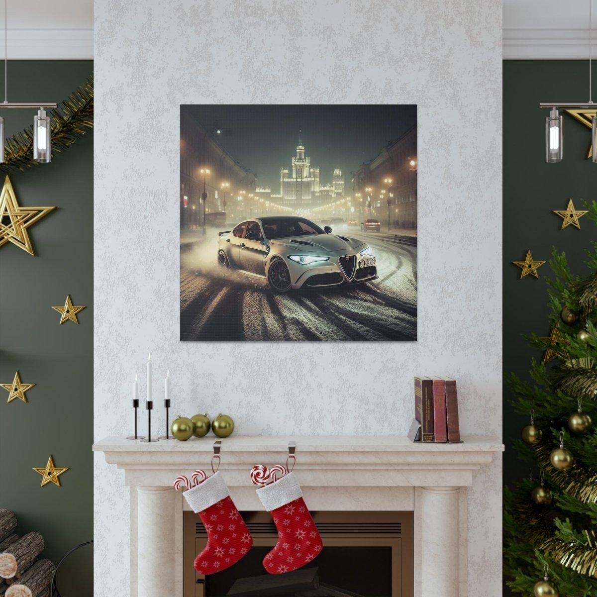 Midnight Drift: Alfa Romeo Giulia Quadrifoglio Canvas Print - Custom, Personalized - AI Print Spot