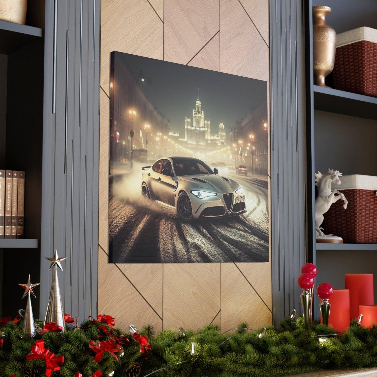 Midnight Drift: Alfa Romeo Giulia Quadrifoglio Canvas Print - Custom, Personalized - AI Print Spot