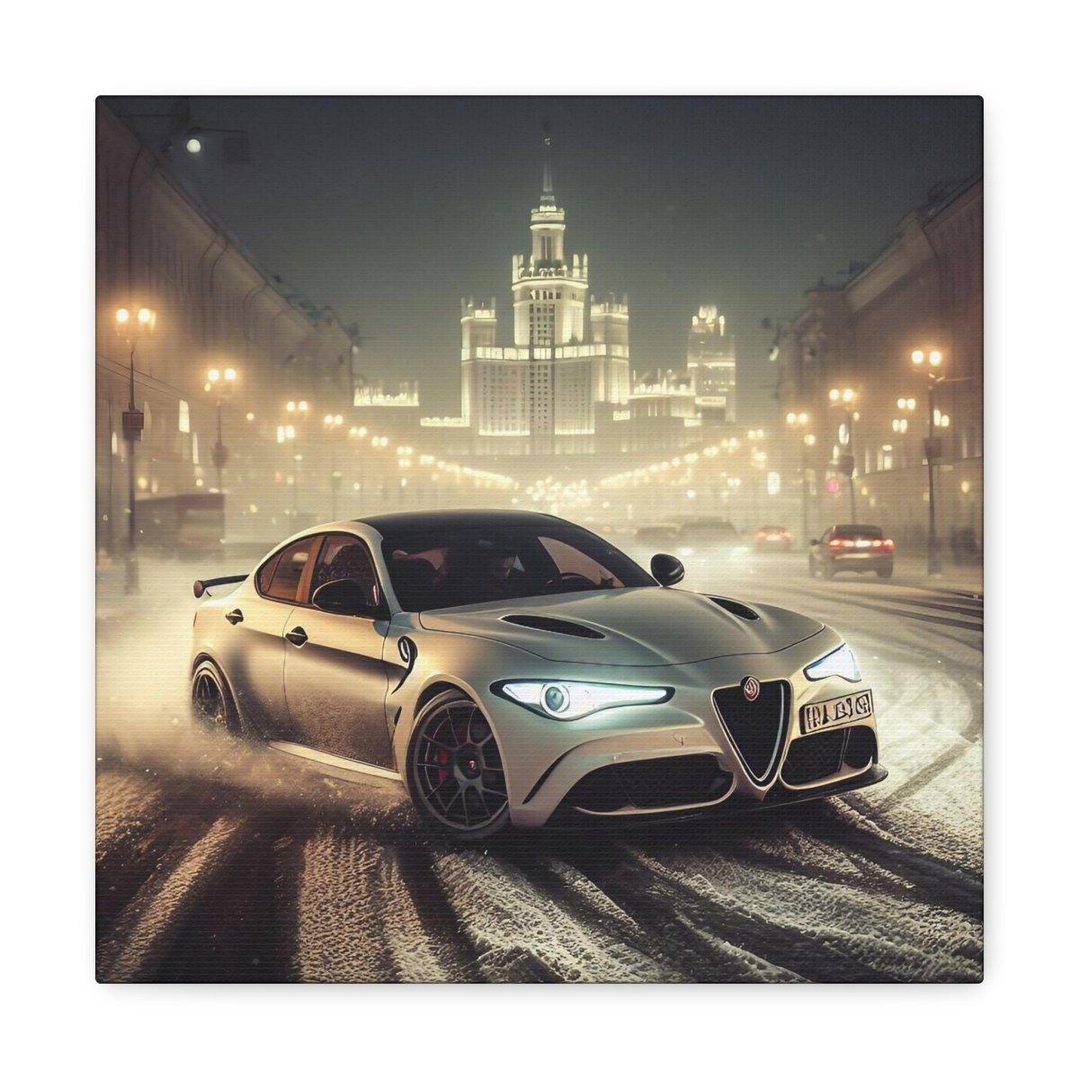 Midnight Drift: Alfa Romeo Giulia Quadrifoglio Canvas Print - Custom, Personalized - AI Print Spot