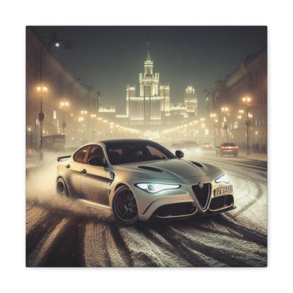 Midnight Drift: Alfa Romeo Giulia Quadrifoglio Canvas Print - Custom, Personalized - AI Print Spot