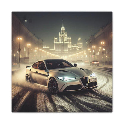 Midnight Drift: Alfa Romeo Giulia Quadrifoglio Canvas Print - Custom, Personalized - AI Print Spot