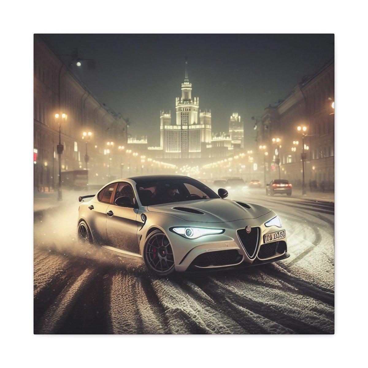 Midnight Drift: Alfa Romeo Giulia Quadrifoglio Canvas Print - Custom, Personalized - AI Print Spot