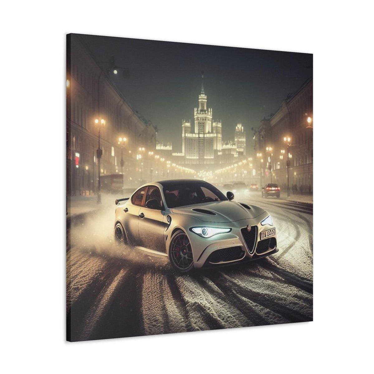 Midnight Drift: Alfa Romeo Giulia Quadrifoglio Canvas Print - Custom, Personalized - AI Print Spot