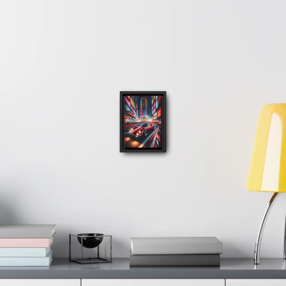 Neon Rush: Urban Streak - Alfa Romeo Vertical Canvas Print - Custom, Personalized - Canvas - AI Print Spot