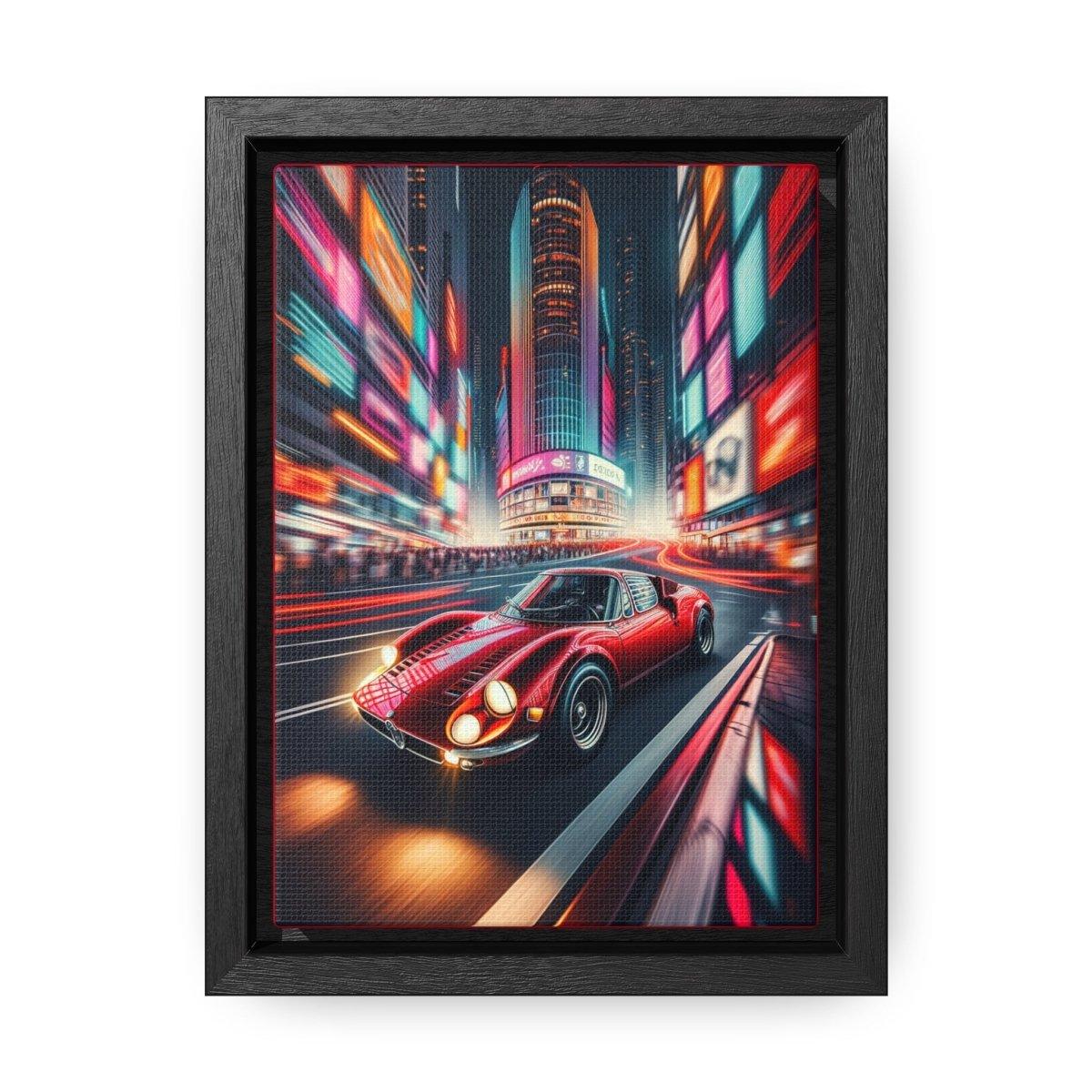 Neon Rush: Urban Streak - Alfa Romeo Vertical Canvas Print - Custom, Personalized - AI Print Spot