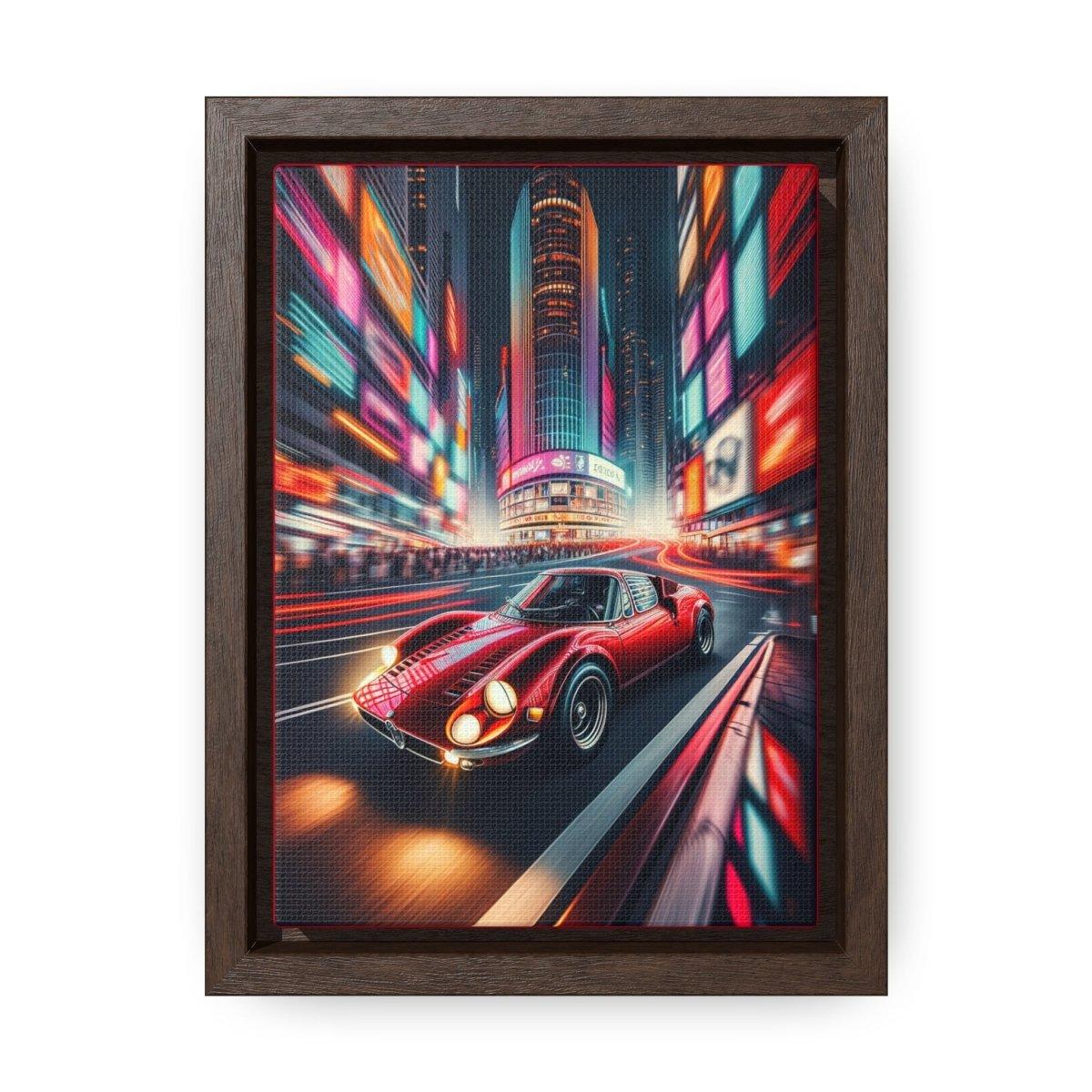 Neon Rush: Urban Streak - Alfa Romeo Vertical Canvas Print - Custom, Personalized - AI Print Spot