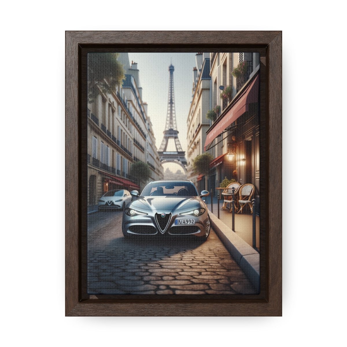 Parisian Dreams: Alfa Romeo Giulia in the Heart of France - Vertical Canvas Print - Custom, Personalized - Canvas - AI Print Spot