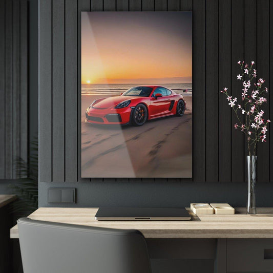 Porsche 718 Cayman GT4 RS Sunset Acrylic Print - Exclusive One-Off Wall Art - Made in USA - AI Print Spot