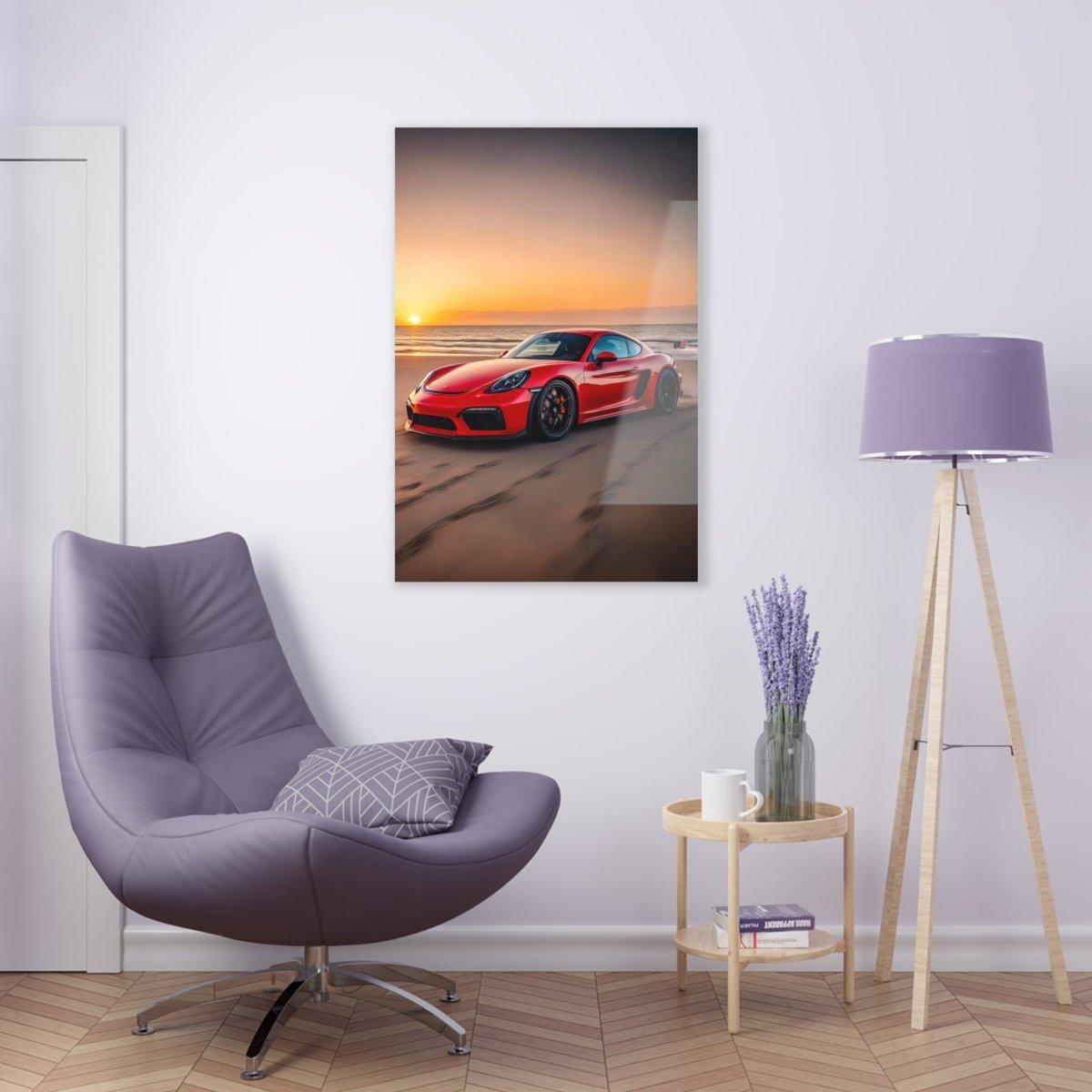 Porsche 718 Cayman GT4 RS Sunset Acrylic Print - Exclusive One-Off Wall Art - Made in USA - AI Print Spot