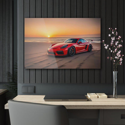 Porsche 718 Cayman GT4 RS Sunset Acrylic Print - Exclusive One-Off Wall Art - Made in USA - AI Print Spot