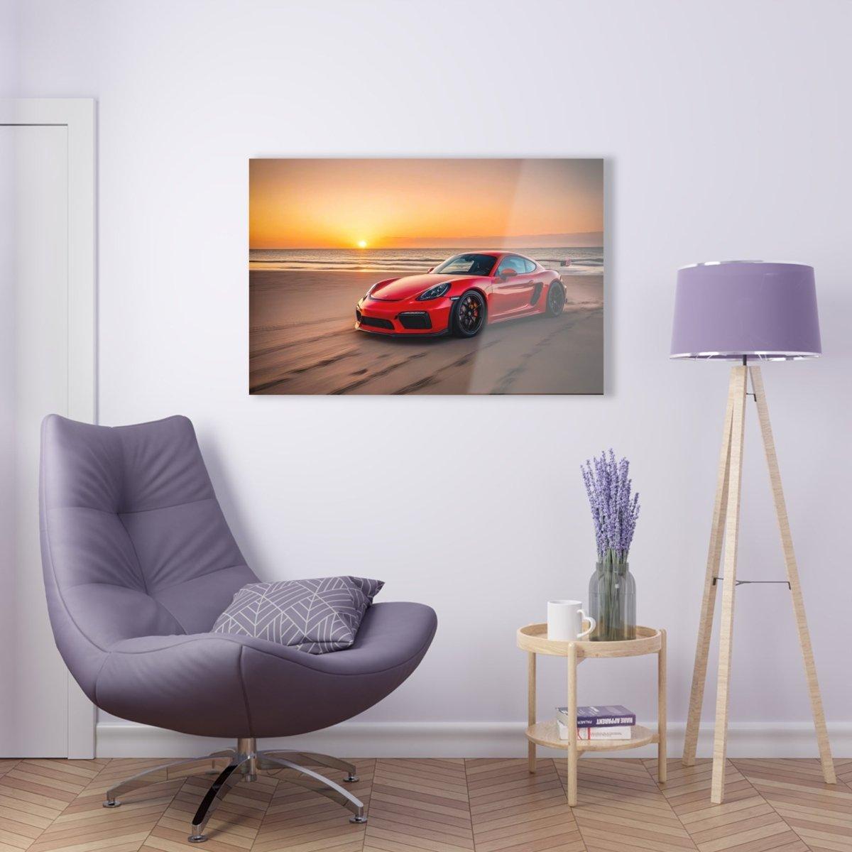 Porsche 718 Cayman GT4 RS Sunset Acrylic Print - Exclusive One-Off Wall Art - Made in USA - AI Print Spot