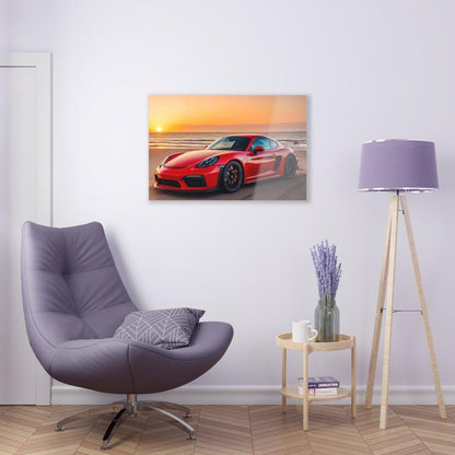 Porsche 718 Cayman GT4 RS Sunset Acrylic Print - Exclusive One-Off Wall Art - Made in USA - AI Print Spot