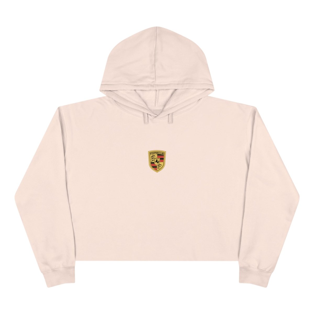 Porsche Crest Crop Hoodie for Women by Lane Seven - Chic Pullover in Black, White, & Pink with Ultra Tight-Knit Fleece - Hoodie - AI Print Spot