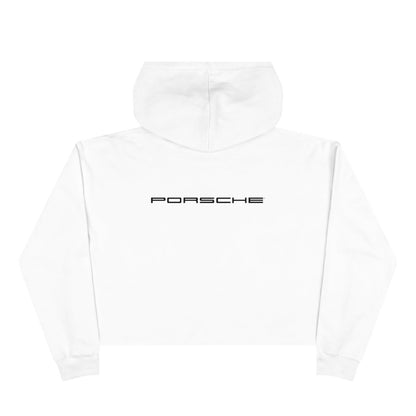 Porsche Crest Crop Hoodie for Women by Lane Seven - Chic Pullover in Black, White, & Pink with Ultra Tight-Knit Fleece - Hoodie - AI Print Spot