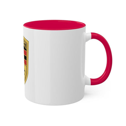 Porsche Crest Dual-Style Color or Black and White Elegance 11oz Coffee Mug - Custom Printed - AI Print Spot