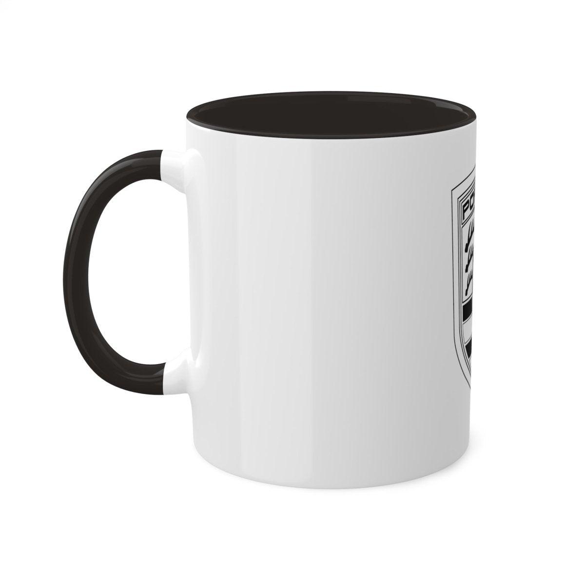 Porsche Crest Dual-Style Color or Black and White Elegance 11oz Coffee Mug - Custom Printed - AI Print Spot
