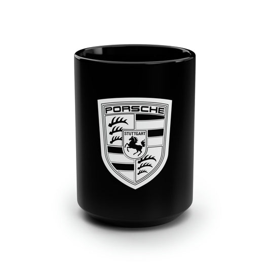 Porsche Crest Noir Chic 15oz Coffee Mug - Custom Printed - AI Print Spot - Mug