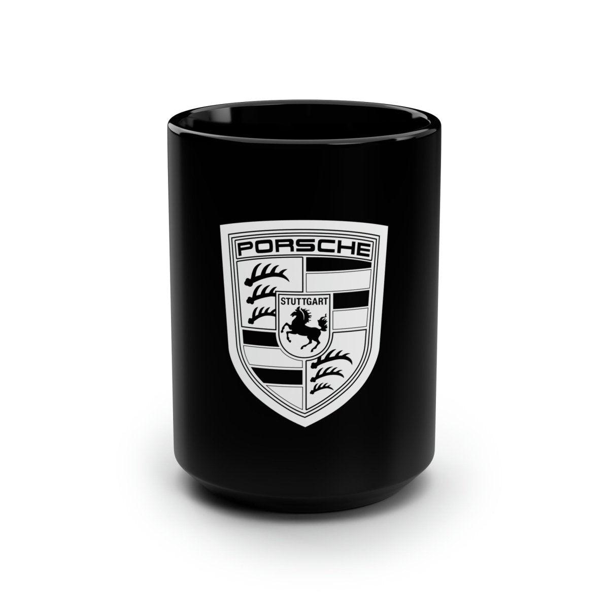 Porsche Crest Noir Chic 15oz Coffee Mug - Custom Printed - AI Print Spot