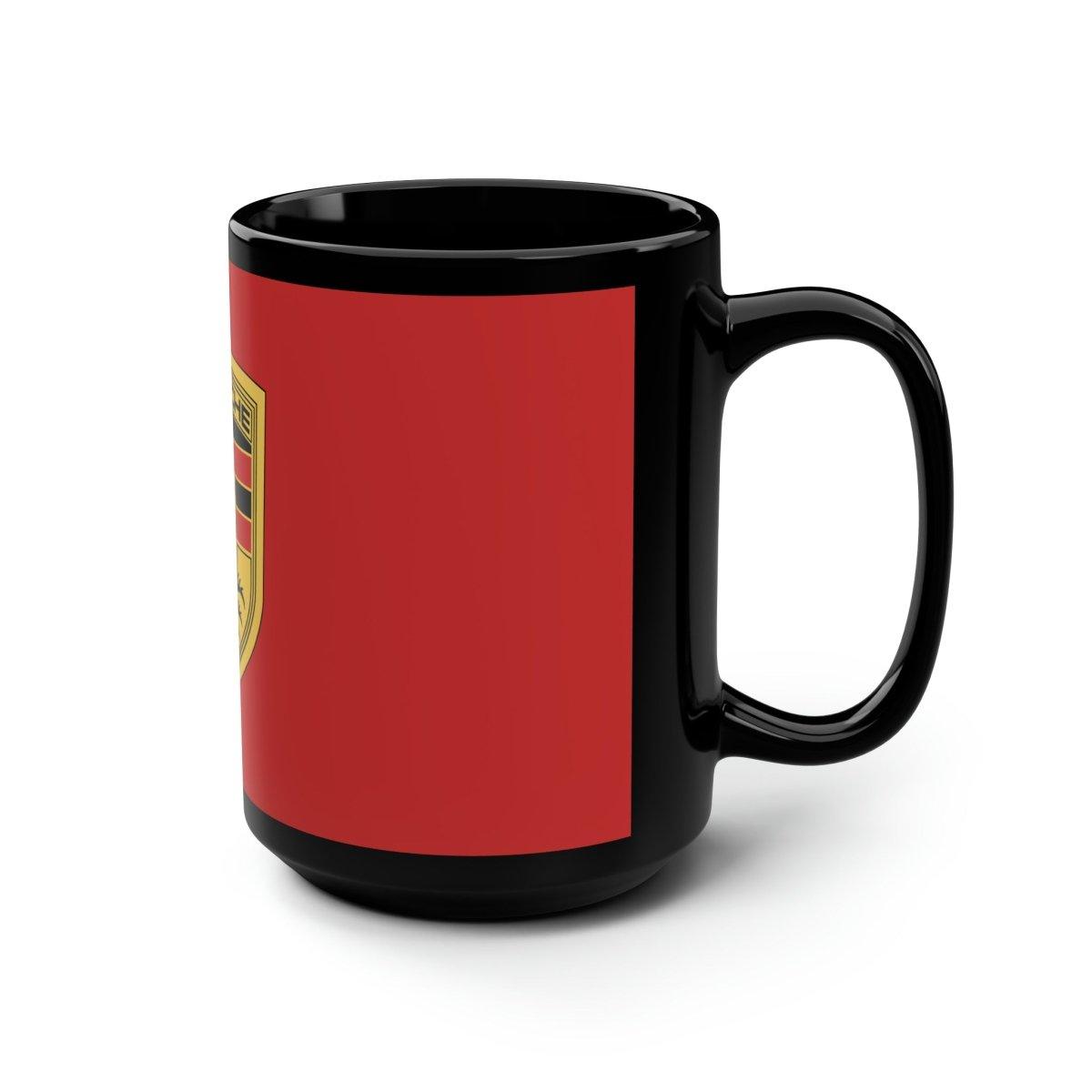 Porsche Crest Vivid Elegance Black & Red 15oz Coffee Mug - AI Print Spot