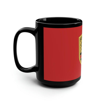 Porsche Crest Vivid Elegance Black & Red 15oz Coffee Mug - AI Print Spot