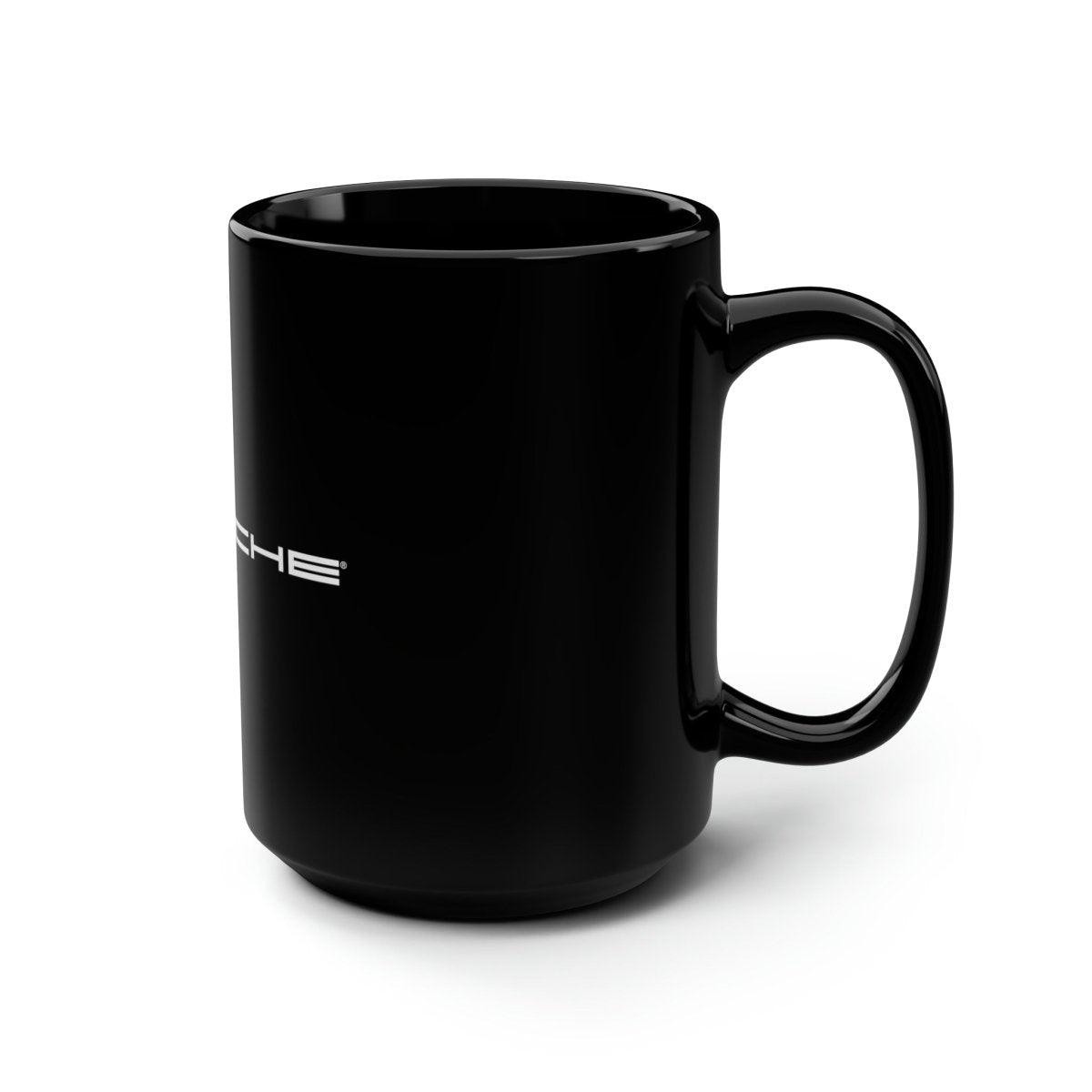 Porsche Signature Noir White Lettering 15oz Coffee Mug - Custom Printed - AI Print Spot