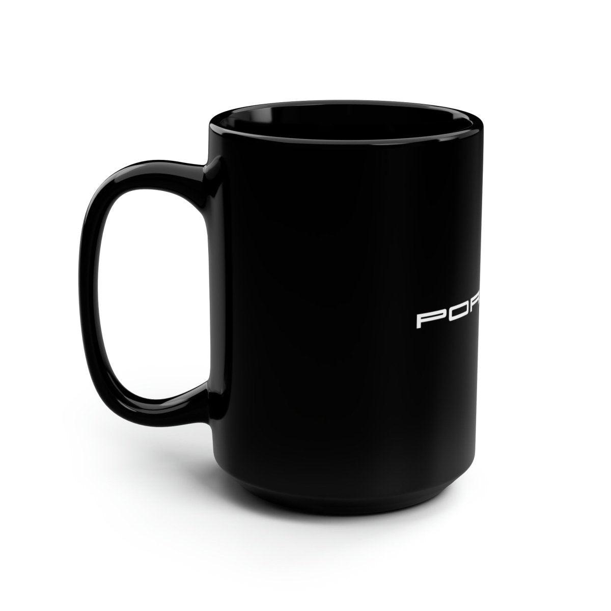 Porsche Signature Noir White Lettering 15oz Coffee Mug - Custom Printed - AI Print Spot