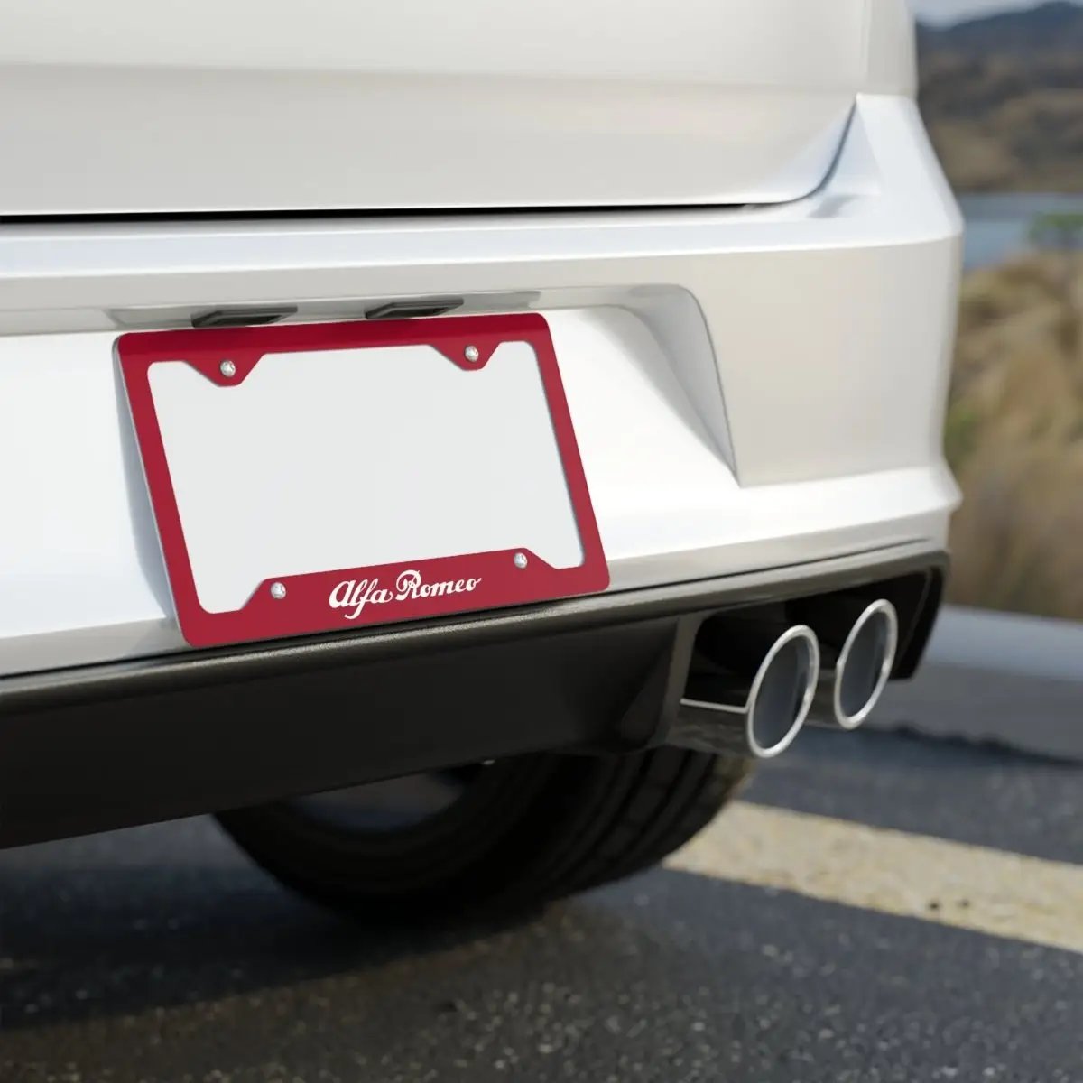 Script Alfa Romeo: Metal License Plate Frame (Alfa 2023 F1 Livery Red ) - Custom, Personalized - Accessories - AI Print Spot