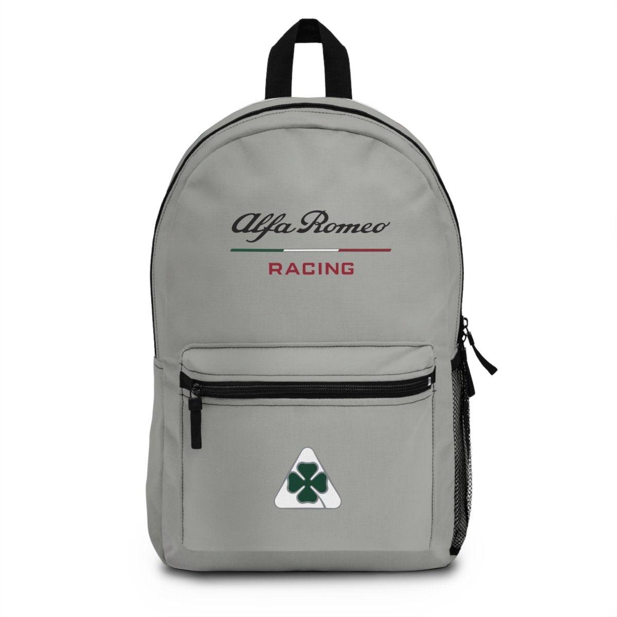 Silverstone Gray Alfa Romeo Racing Quadrifoglio Backpack - Custom, Personalized - AI Print Spot